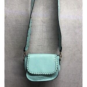 Kiss Me Couture Faux Leather Wide Crossbody Western Purse Embossed Teal
